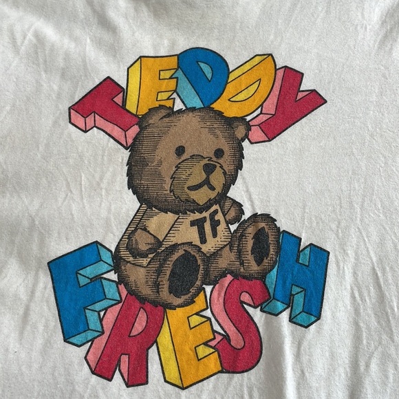 Teddy Fresh merch white crew neck teddy t shirt short sleeve sz S cotton stained - Picture 4 of 16